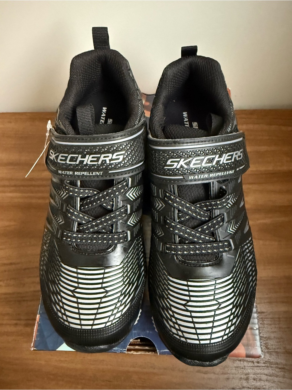 NIB Skechers Kids Water-Repellent Black Athletic Tuff Tech Sneakers, Boys Size 4